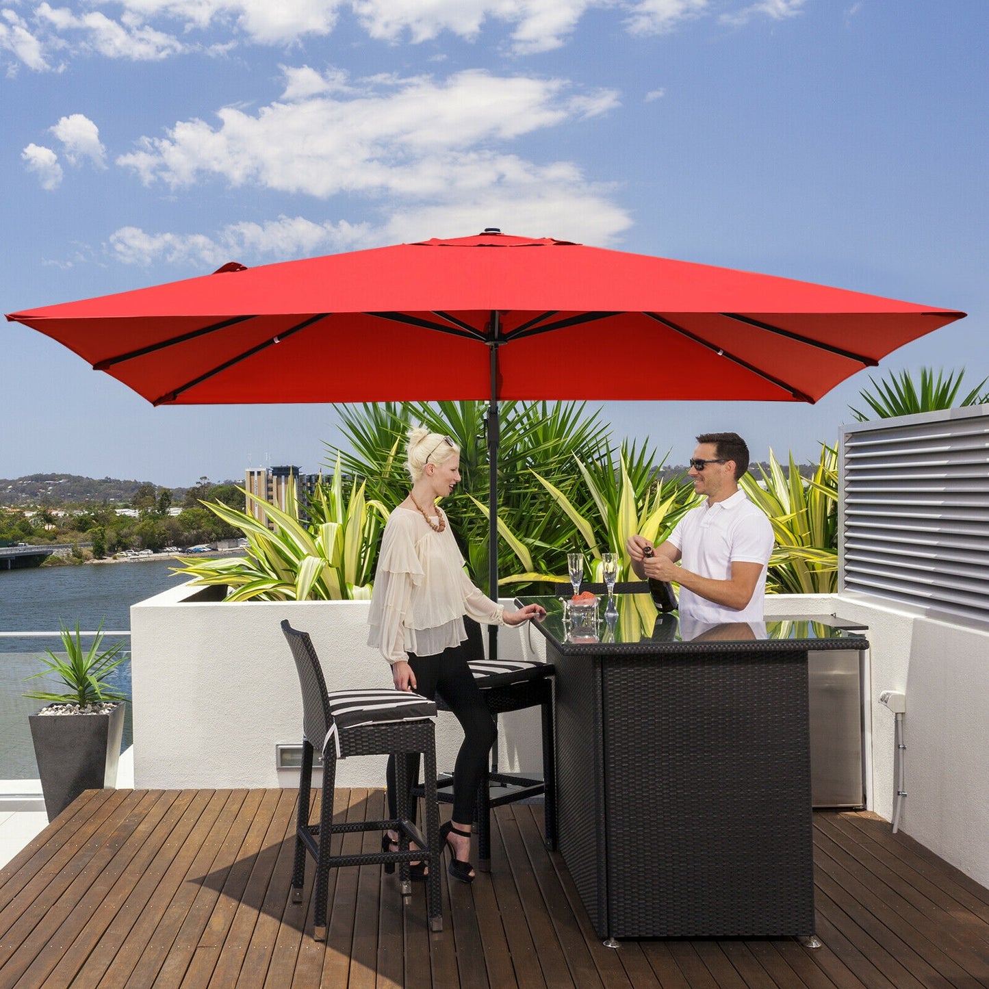 10 x13 Feet Rectangular Cantilever Umbrella with 360° Rotation Function-Orange Kids Crystal