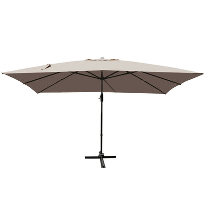 10 x13 Feet Rectangular Cantilever Umbrella with 360° Rotation Function-Coffee
