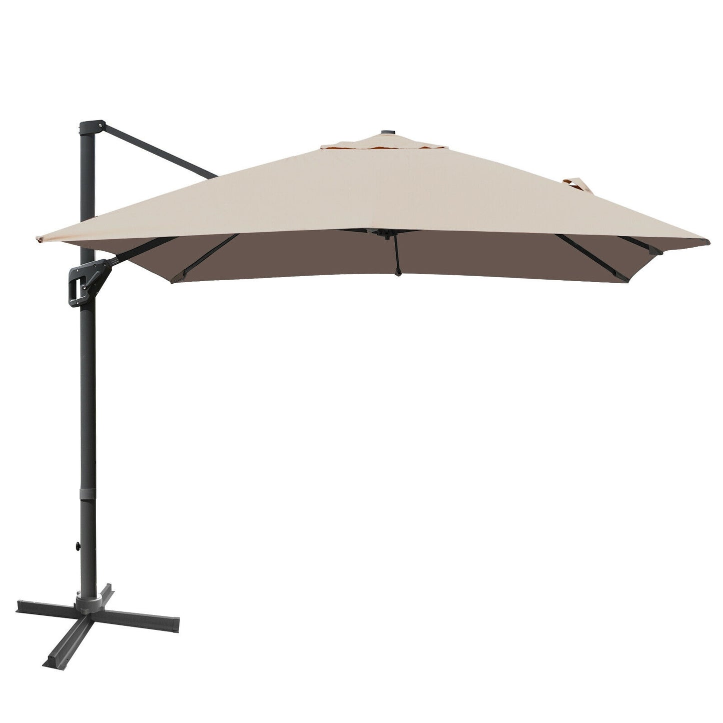 10 x13 Feet Rectangular Cantilever Umbrella with 360° Rotation Function-Coffee Kids Crystal