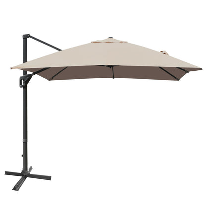 10 x13 Feet Rectangular Cantilever Umbrella with 360° Rotation Function-Coffee