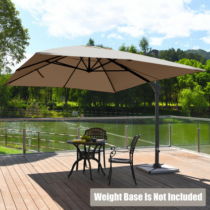 10 x13 Feet Rectangular Cantilever Umbrella with 360° Rotation Function-Coffee