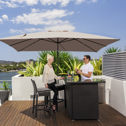 10 x13 Feet Rectangular Cantilever Umbrella with 360° Rotation Function-Coffee