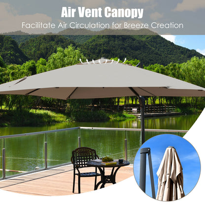 10 x13 Feet Rectangular Cantilever Umbrella with 360° Rotation Function-Coffee
