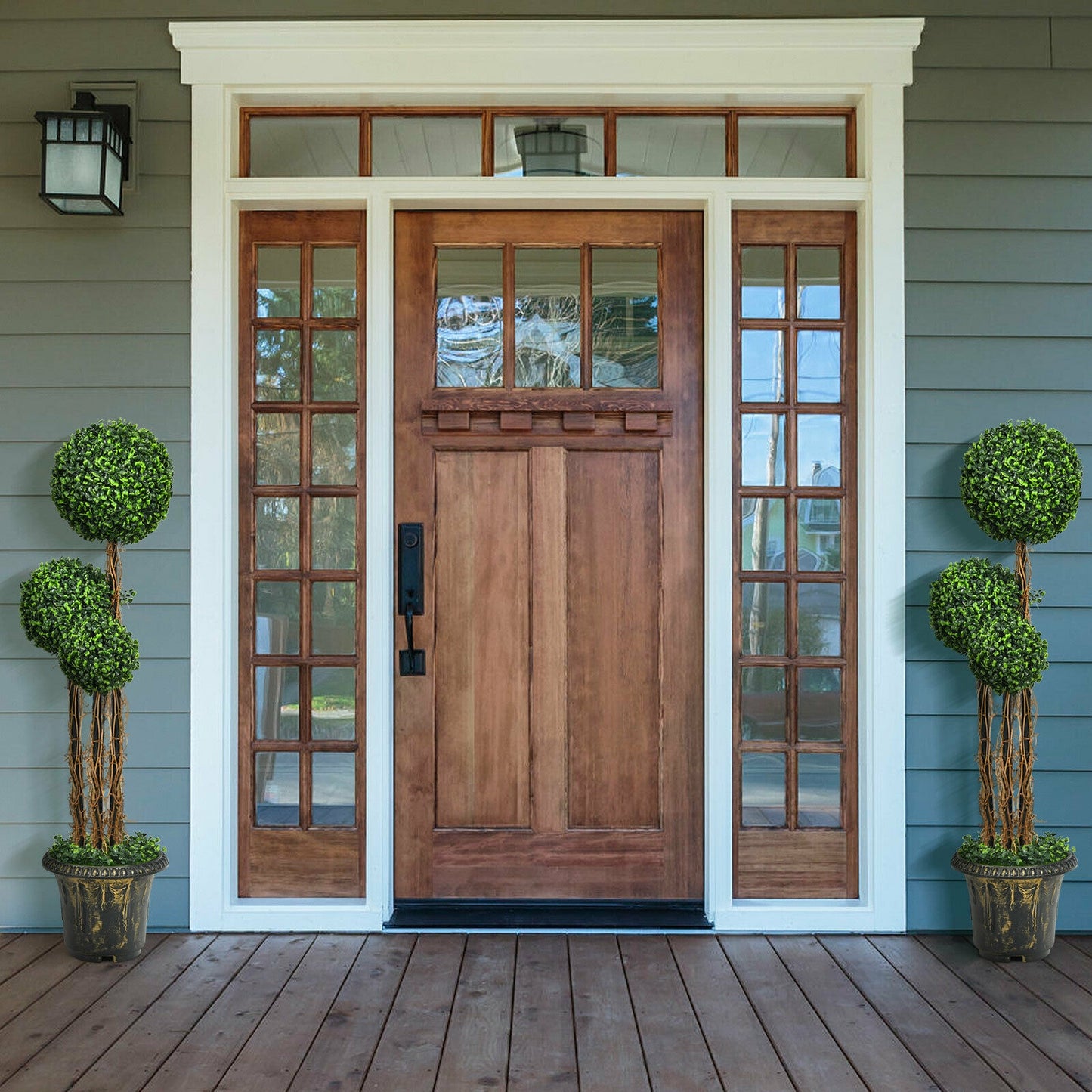 4 Feet Artificial UV Resistant Topiary Triple Ball Tree Plant Kids Crystal