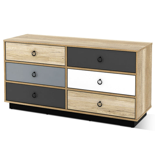 6 Drawers Double Dresser Accent Storage Tower for Bedroom Hallway Entryway Kids Crystal