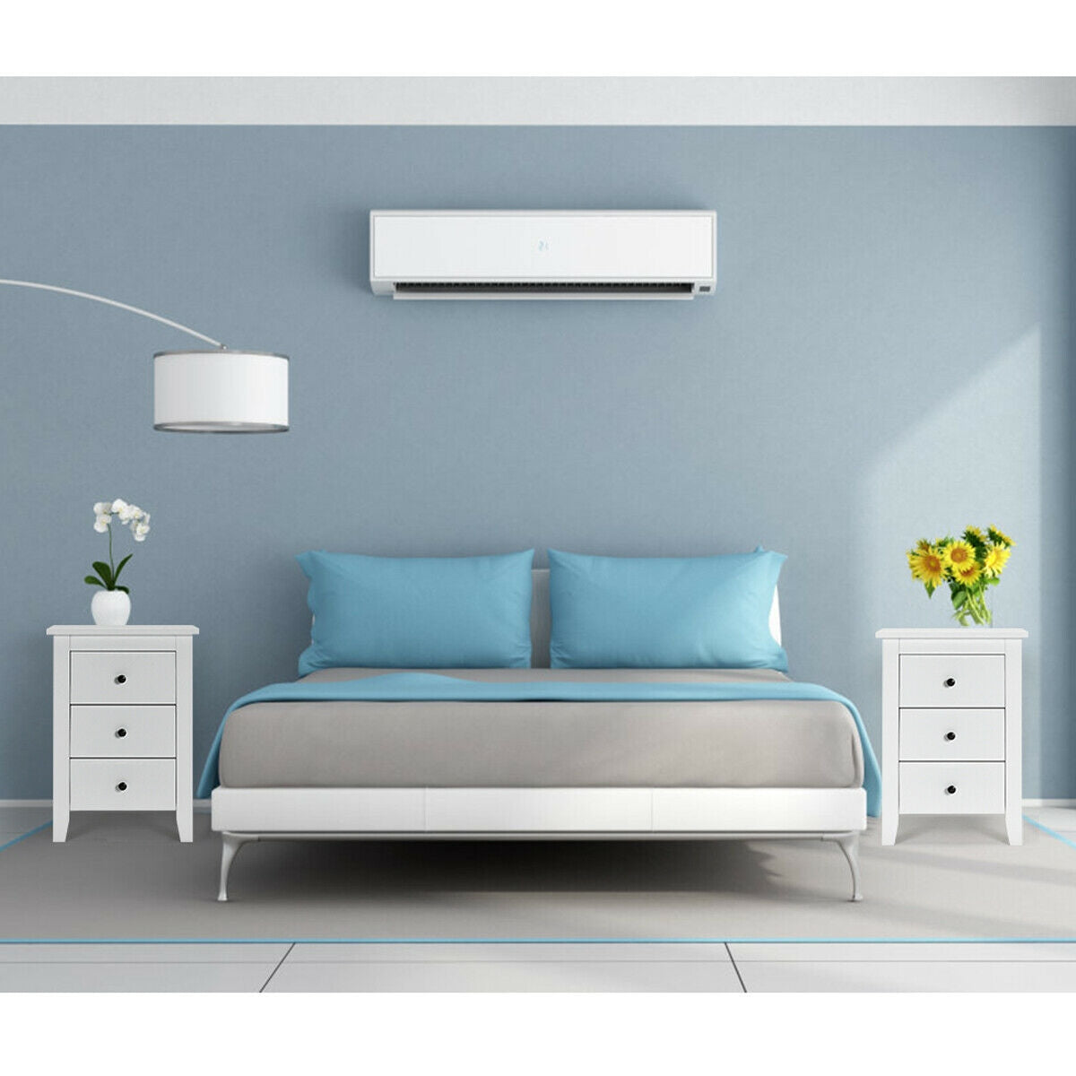 Set of 2 Nightstand End Beside Table Drawers-White Kids Crystal