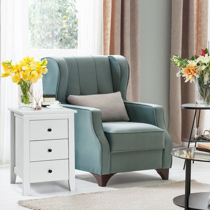 Set of 2 Nightstand End Beside Table Drawers-White