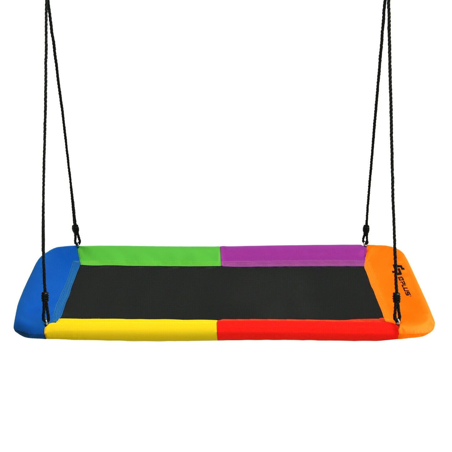 60 Inch Platform Tree Swing Outdoor with 2 Hanging Straps-Multicolor Kids Crystal
