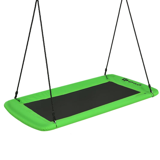 60 Inch Platform Tree Swing Outdoor with 2 Hanging Straps-Green Kids Crystal