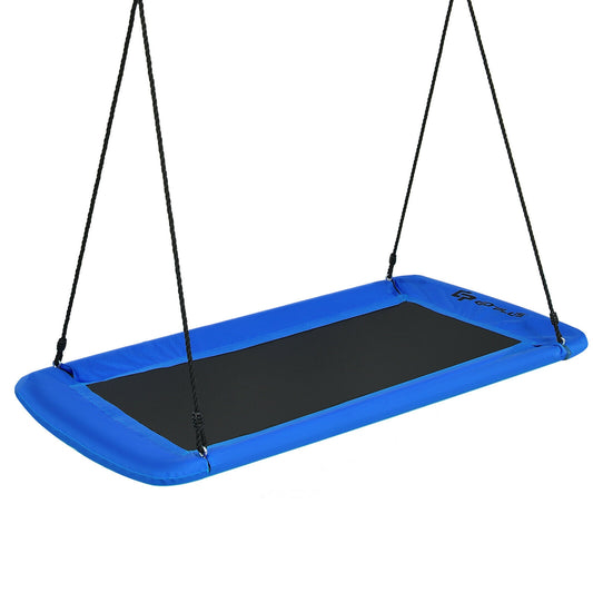 60 Inch Platform Tree Swing Outdoor with 2 Hanging Straps-Blue Kids Crystal
