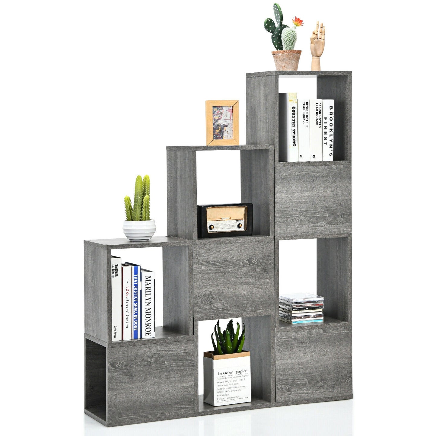 Freestanding Display Shelf for Living Room-Gray Kids Crystal