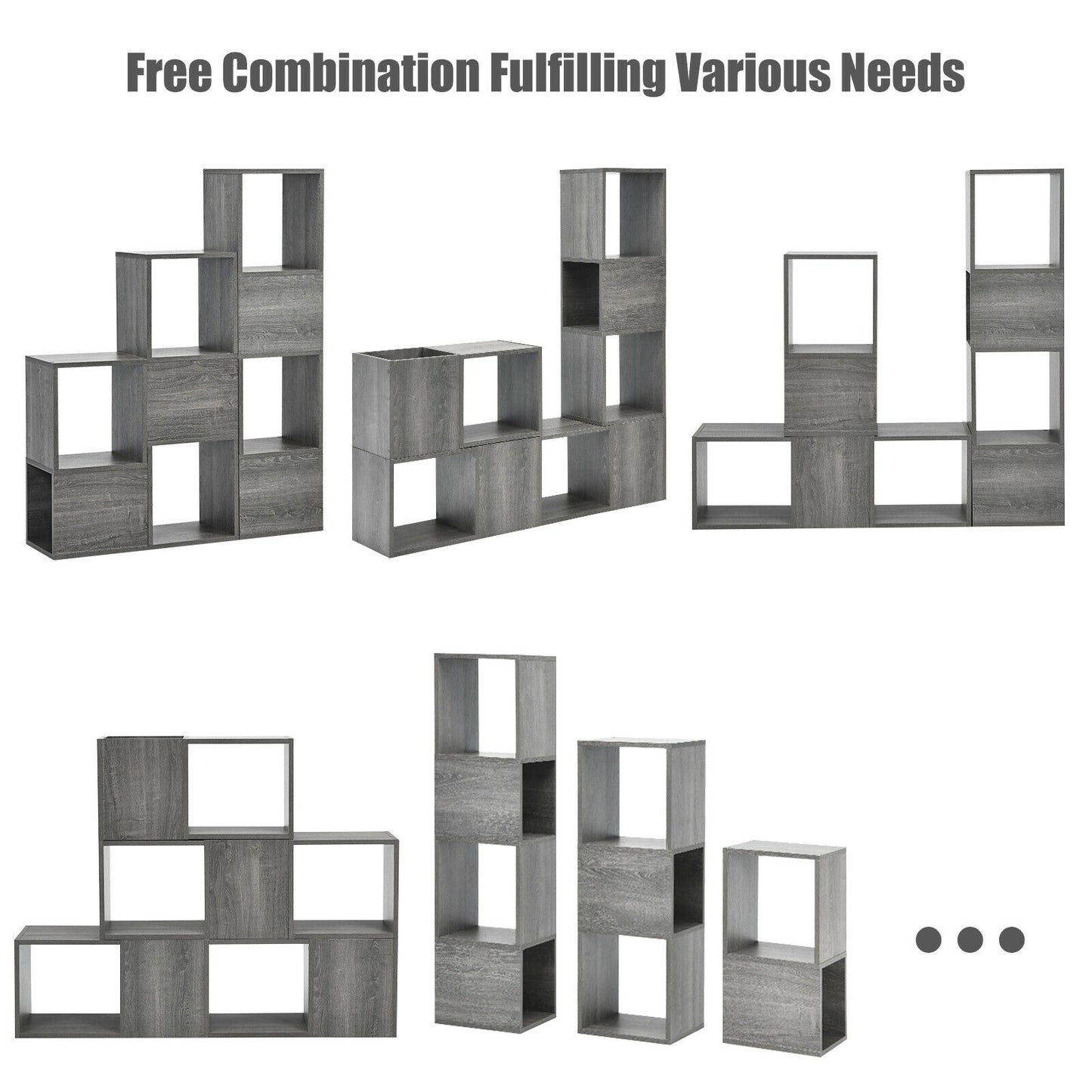 Freestanding Display Shelf for Living Room-Gray Kids Crystal