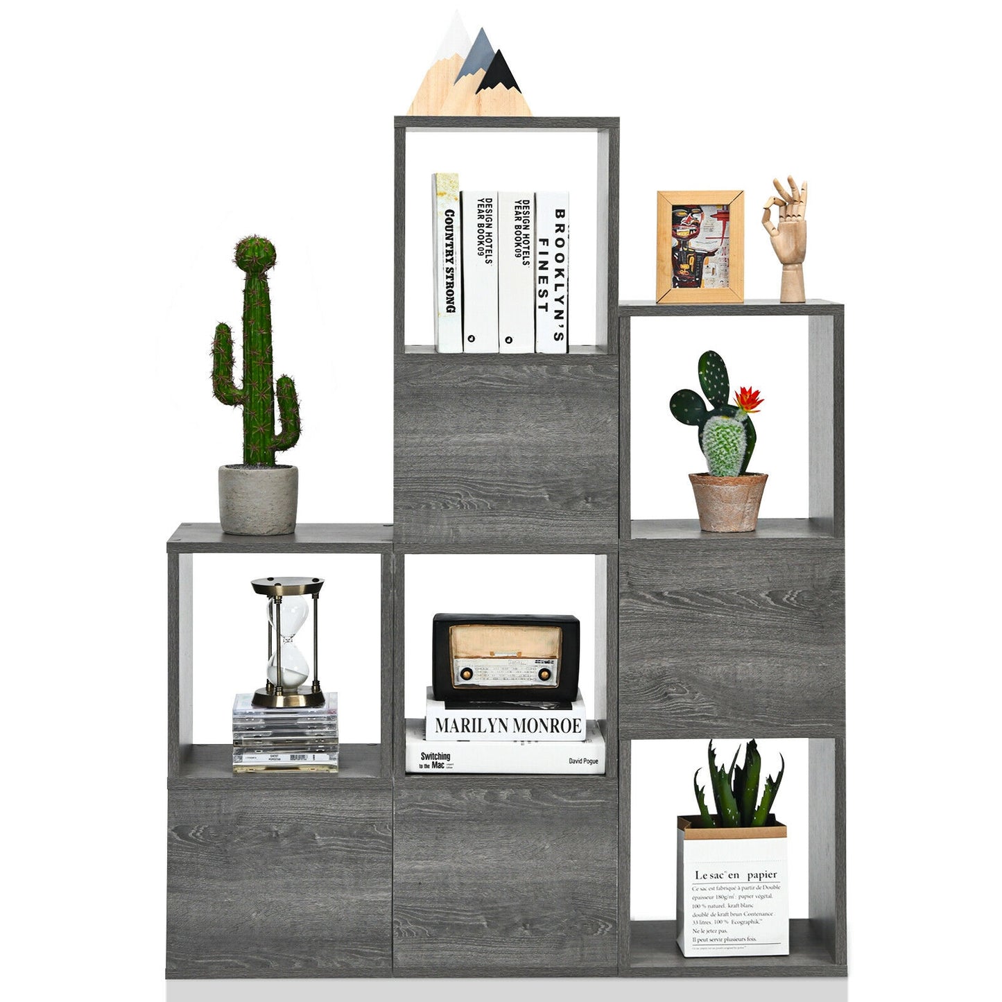 Freestanding Display Shelf for Living Room-Gray Kids Crystal