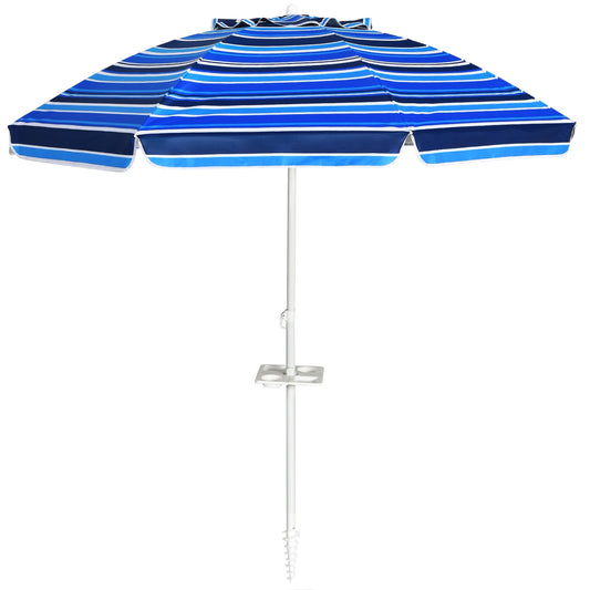 7.2 Feet Portable Outdoor Beach Umbrella with Sand Anchor and Tilt Mechanism for Poolside and Garden-Navy Kids Crystal