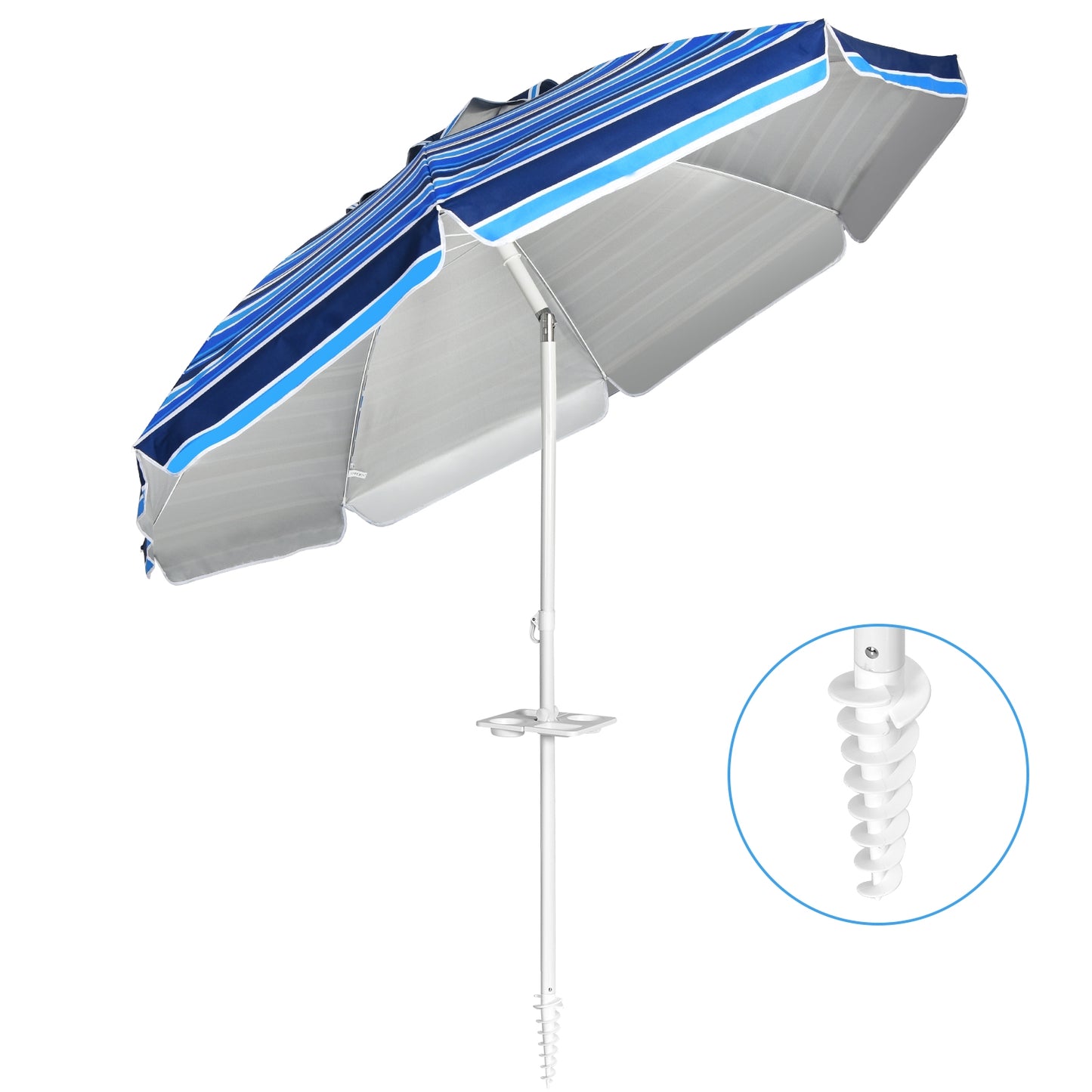 7.2 Feet Portable Outdoor Beach Umbrella with Sand Anchor and Tilt Mechanism for Poolside and Garden-Navy Kids Crystal