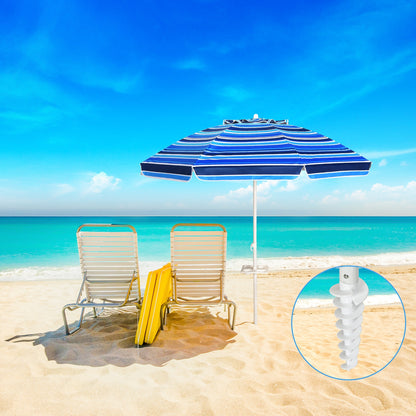 7.2 Feet Portable Outdoor Beach Umbrella with Sand Anchor and Tilt Mechanism for Poolside and Garden-Navy