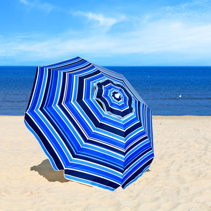 7.2 Feet Portable Outdoor Beach Umbrella with Sand Anchor and Tilt Mechanism for Poolside and Garden-Navy