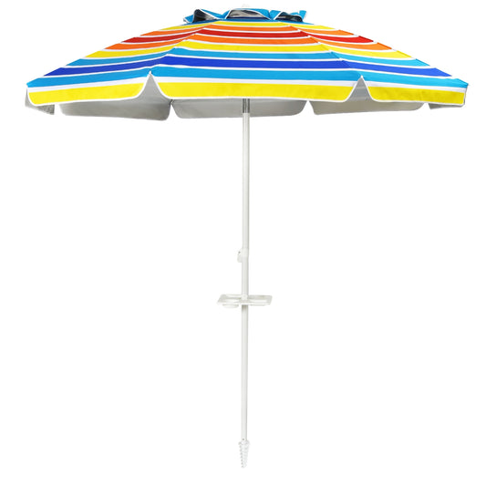 7.2 Feet Portable Outdoor Beach Umbrella with Sand Anchor and Tilt Mechanism for Poolside and Garden-Multicolor Kids Crystal