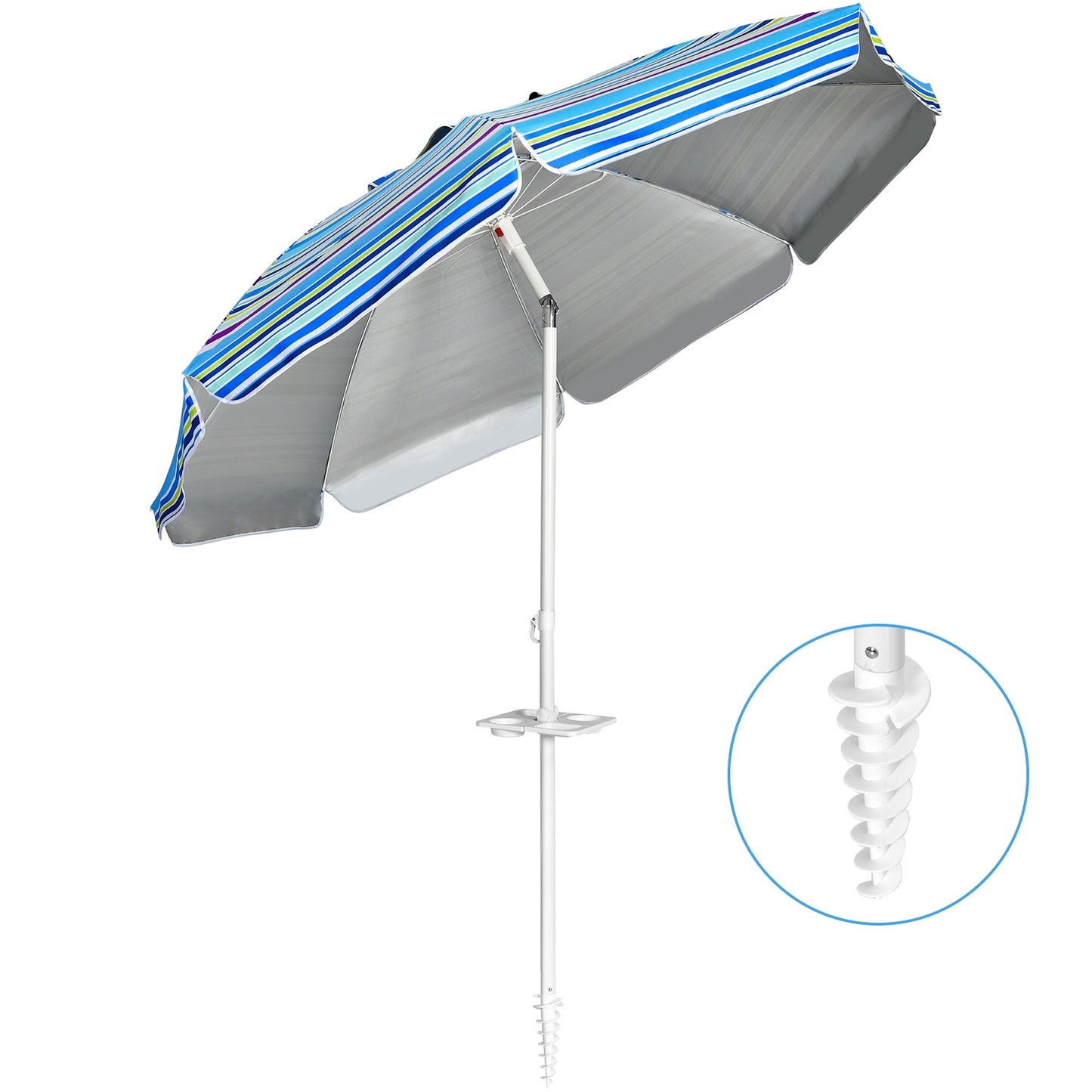 7.2 Feet Portable Outdoor Beach Umbrella with Sand Anchor and Tilt Mechanism-Blue Kids Crystal