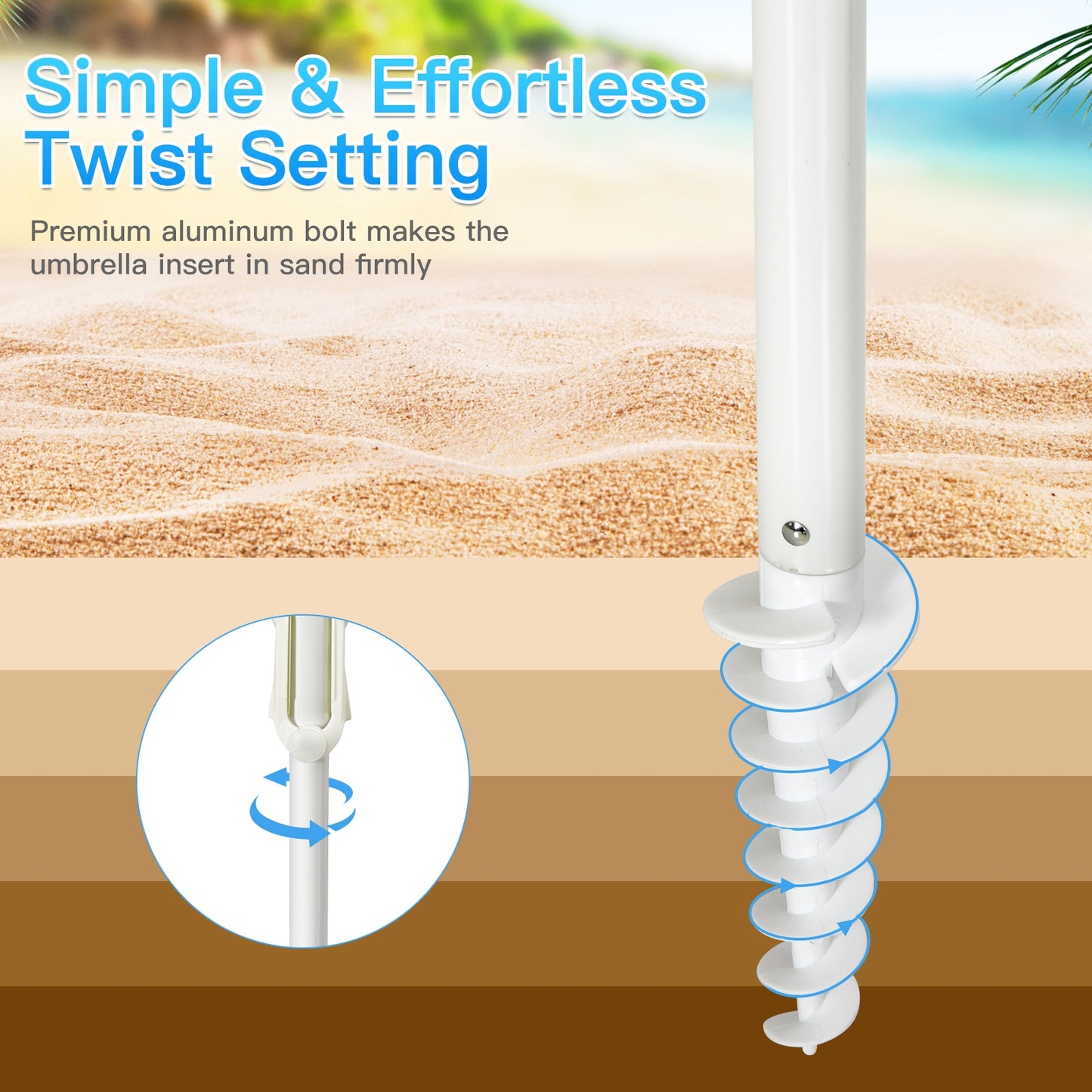 7.2 Feet Portable Outdoor Beach Umbrella with Sand Anchor and Tilt Mechanism-Blue Kids Crystal