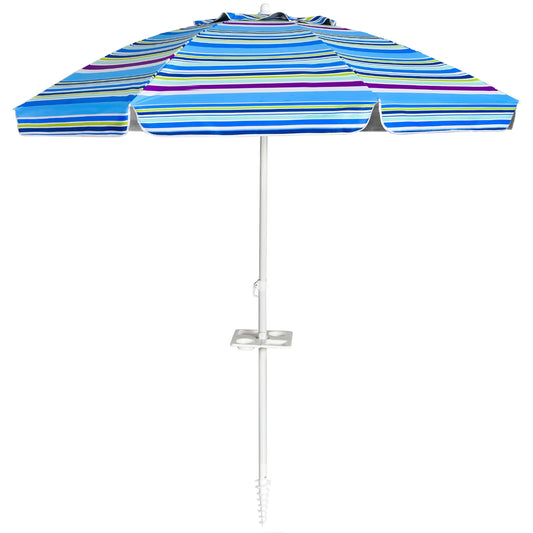 7.2 Feet Portable Outdoor Beach Umbrella with Sand Anchor and Tilt Mechanism-Blue Kids Crystal