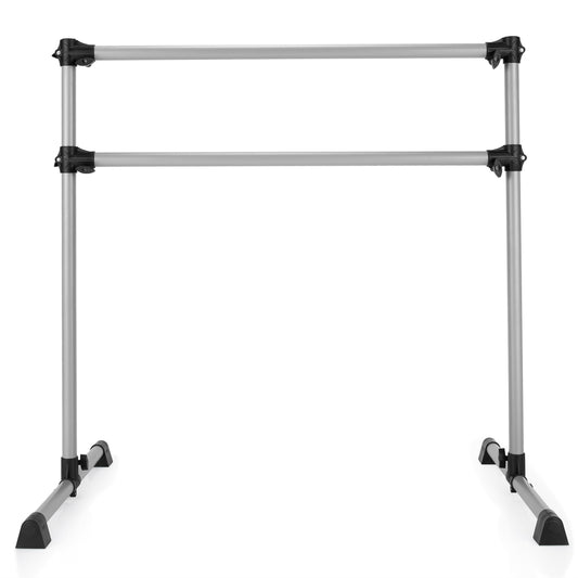 4 Feet Portable Double Freestanding Barre Dancing Stretching-Silver Kids Crystal