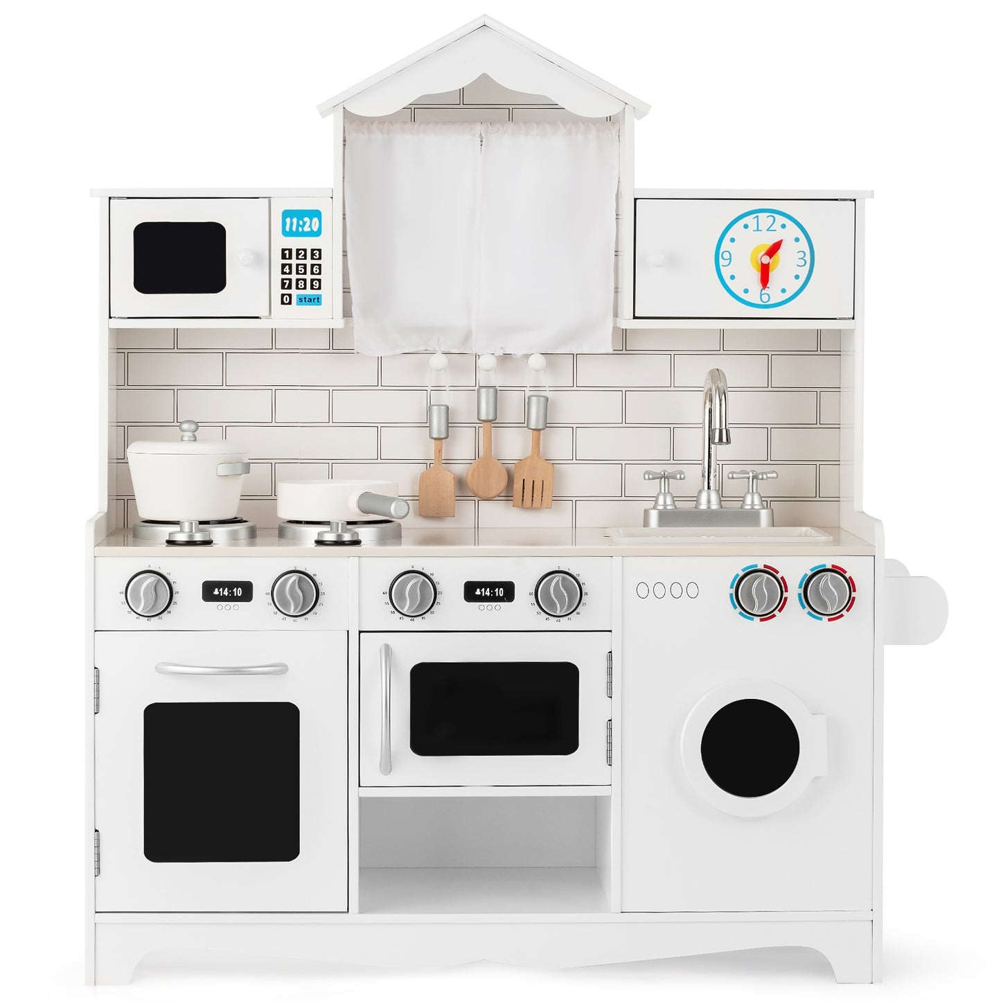 Wooden Kids Kitchen with Washing Machine Kids Crystal