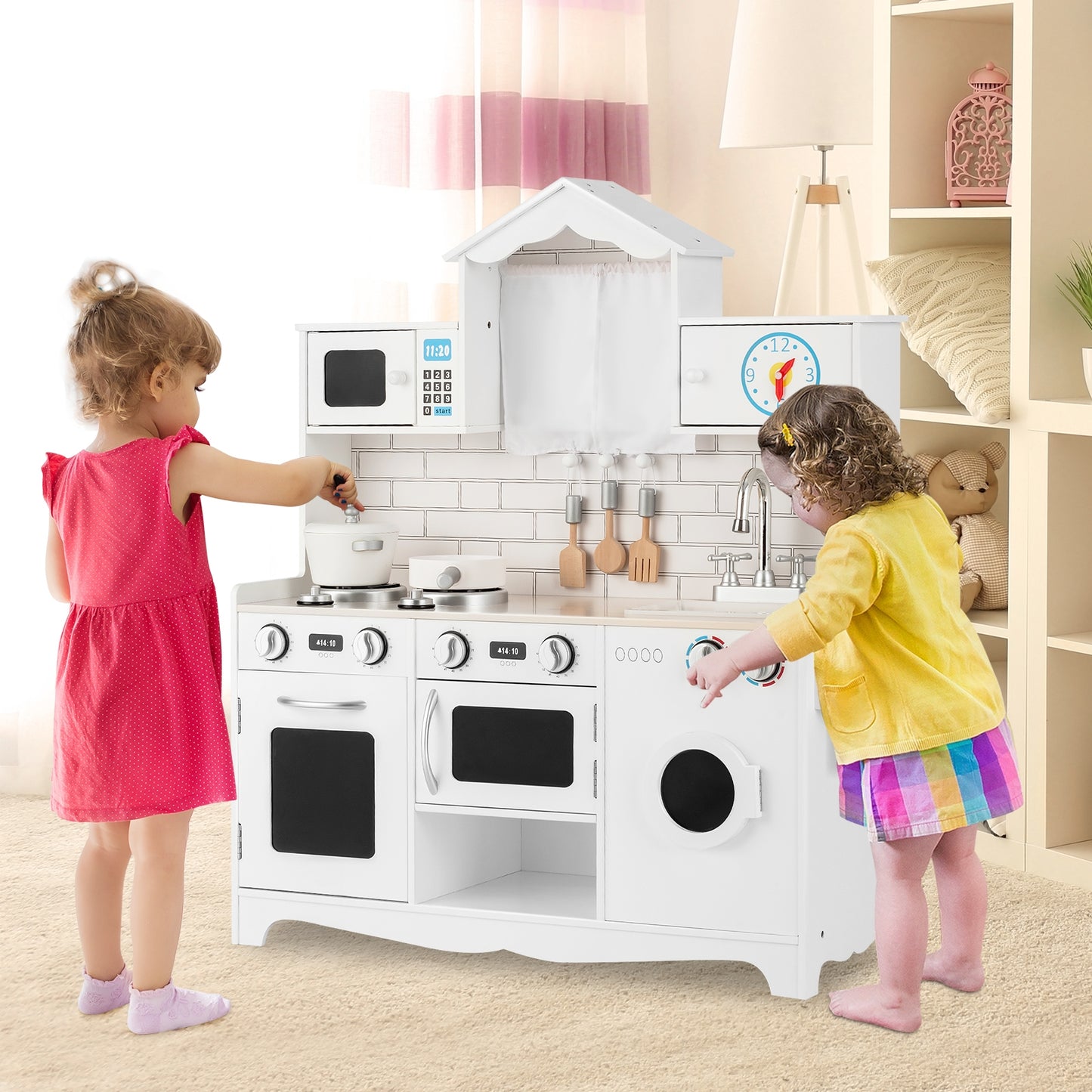 Wooden Kids Kitchen with Washing Machine Kids Crystal