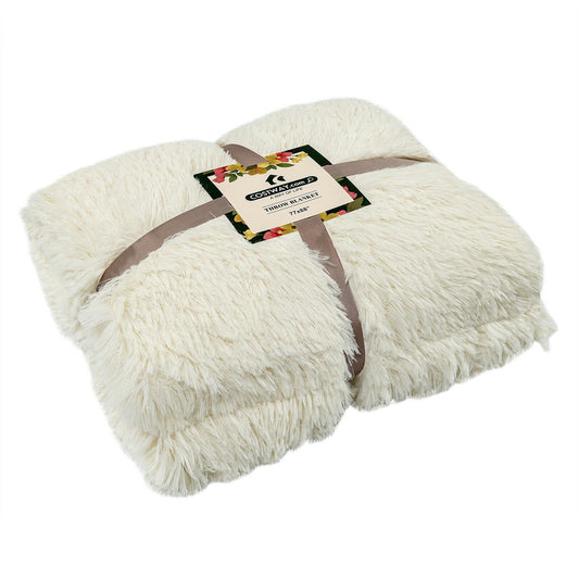Double Sided 88 x 77 Inch Throw Blanket Machine Washable-Beige Kids Crystal