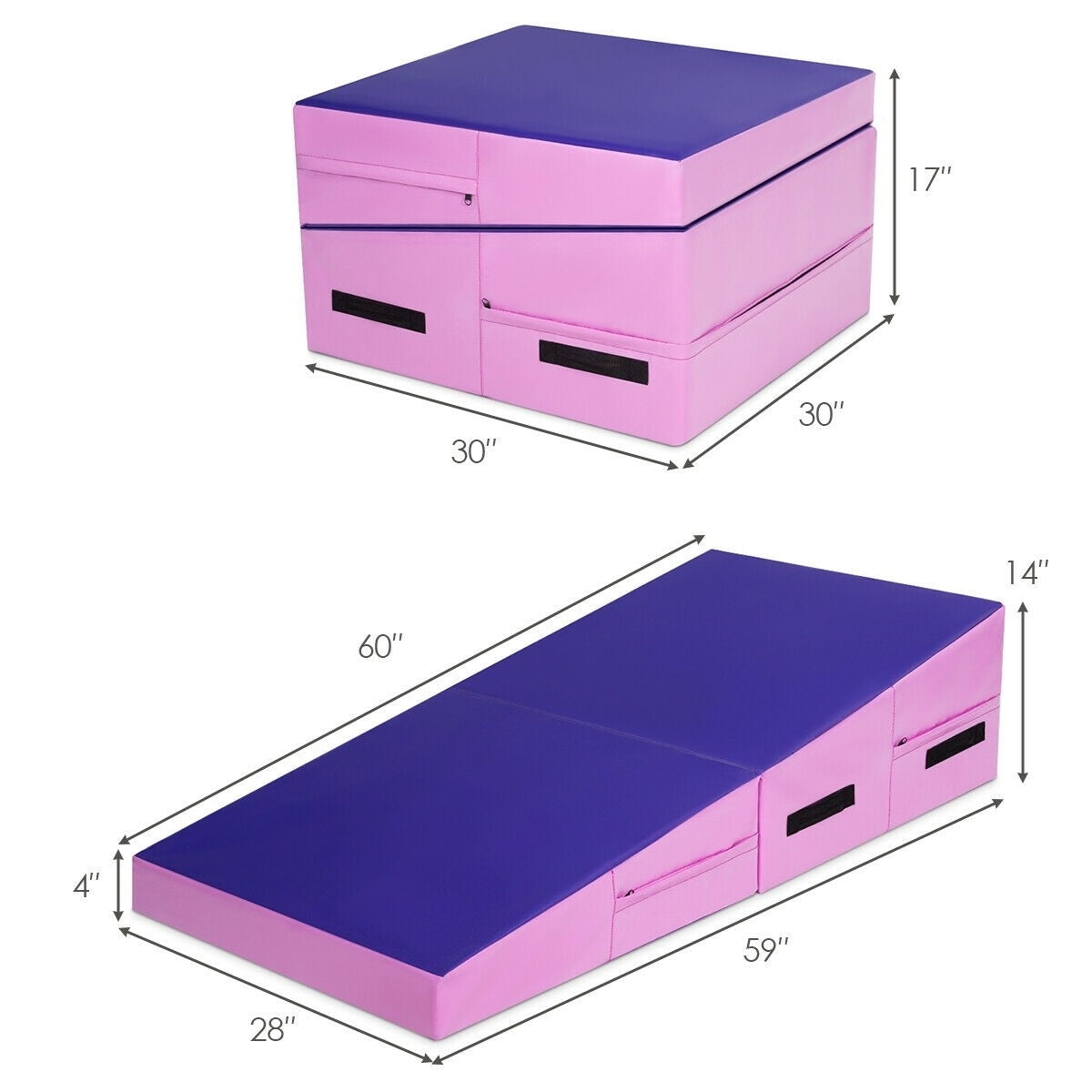 Incline Gymnastic Pad Folding Wedge Ramp Gym Fitness Exercise Sport Tumbling Mat-Purple Kids Crystal