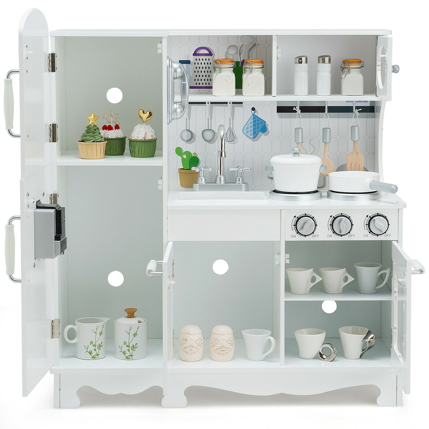 Kitchen Pretend Play Cookware Set Toys for Kids with Water Dispenser Kids Crystal