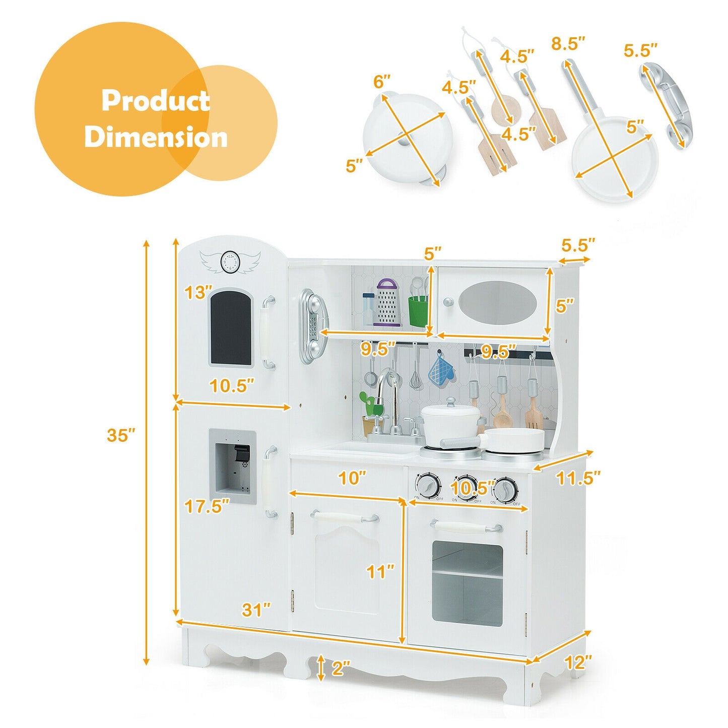 Kitchen Pretend Play Cookware Set Toys for Kids with Water Dispenser Kids Crystal