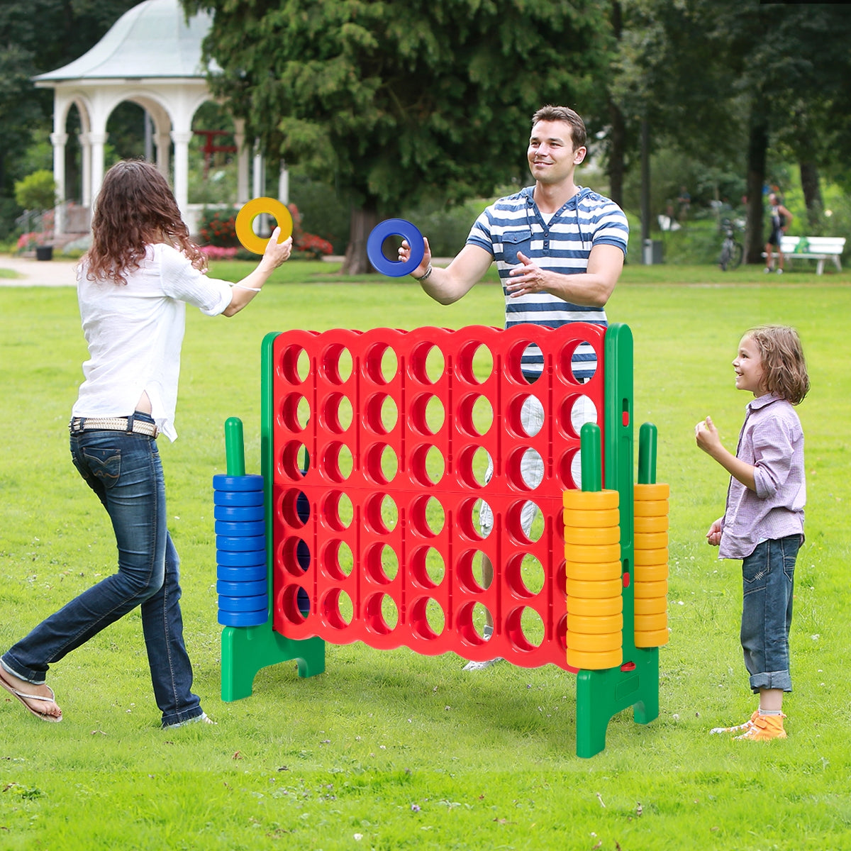 Jumbo 4-to-Score Giant Game Set with 42 Jumbo Rings and Quick-Release Slider-Green Kids Crystal