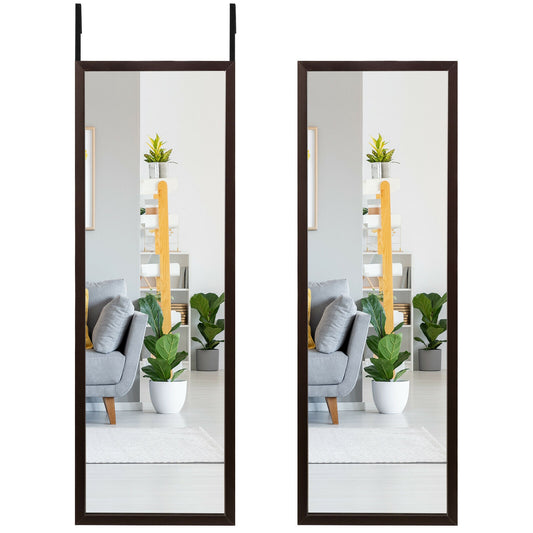 Full Length Metal Door Mirror with Adjustable Hook-Brown Kids Crystal