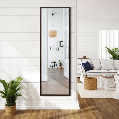 Full Length Metal Door Mirror with Adjustable Hook-Brown