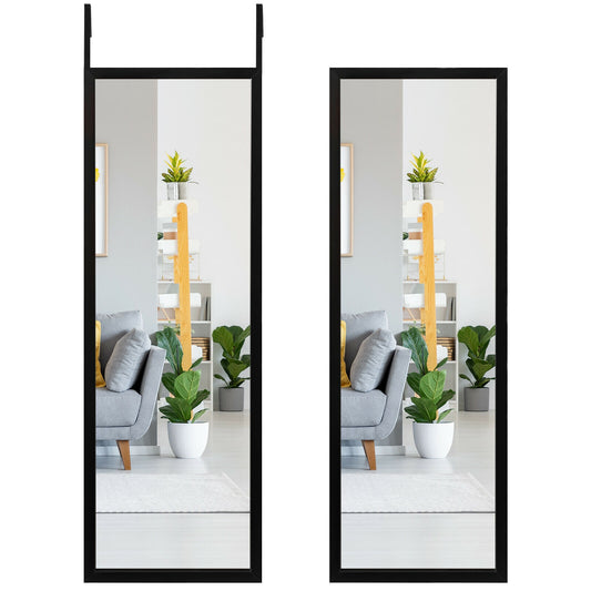Full Length Metal Door Mirror with Adjustable Hook-Black Kids Crystal