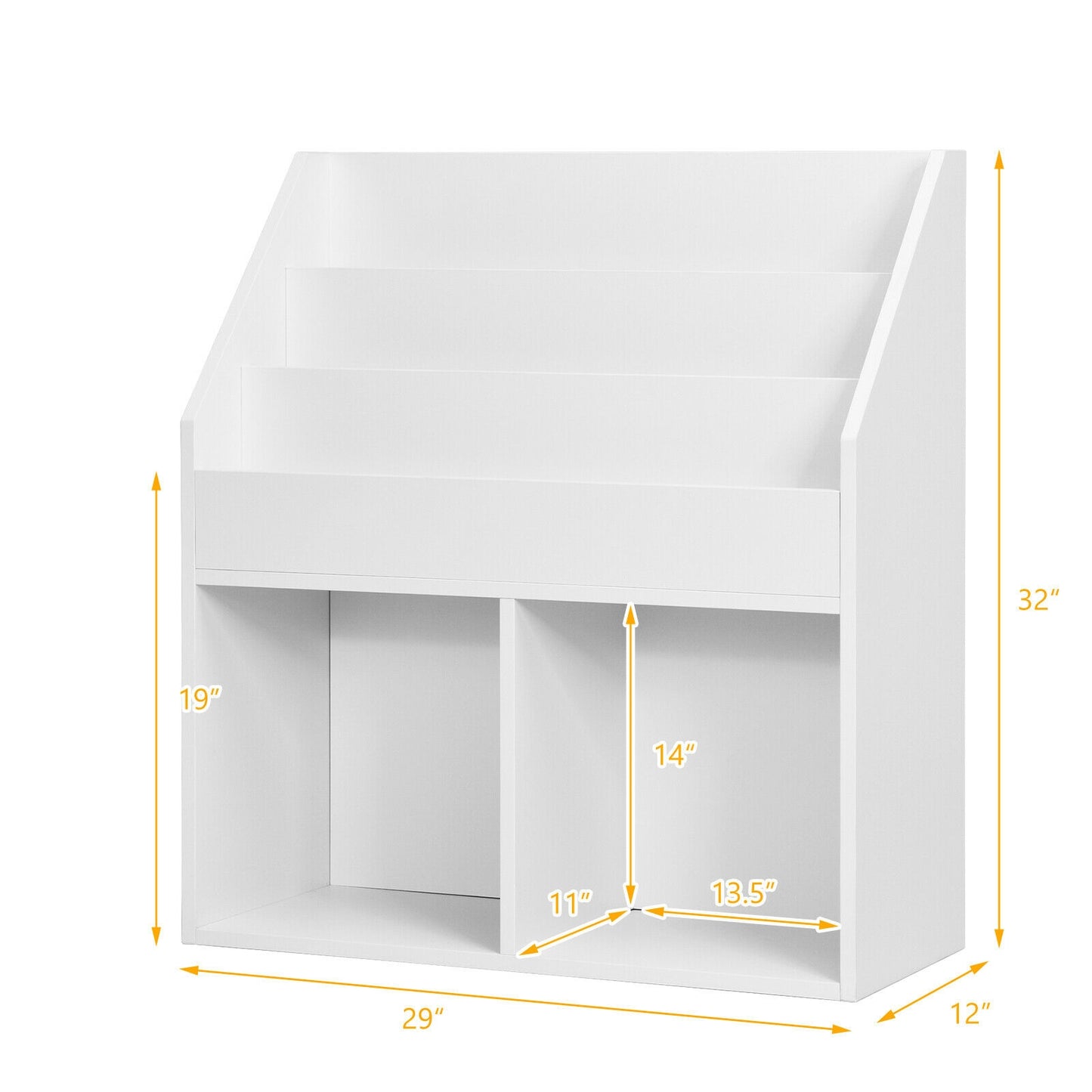 Kids Wooden Bookshelf Bookcase Children Toy Storage Cabinet Organizer White Kids Crystal