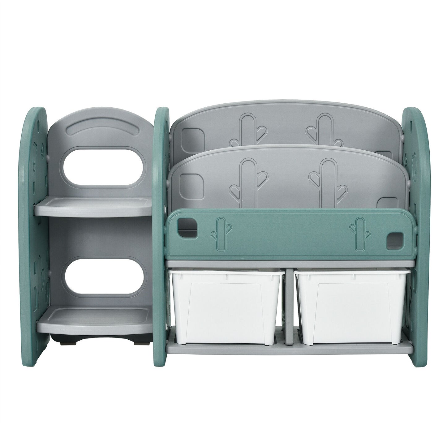 Kids Toy Storage Organizer with 2-Tier Bookshelf and Plastic Bins Kids Crystal