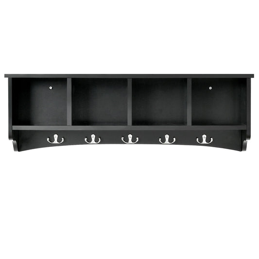 Hanging Entryway Shelf Coat Rack Wall Mounted Storage Cabinets-Black Kids Crystal