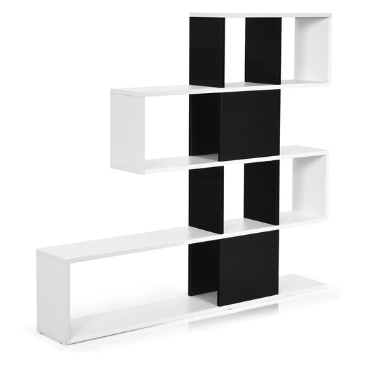 5-Tier Bookshelf Corner Ladder Bookcase with Storage Rack-Black &amp; White Kids Crystal
