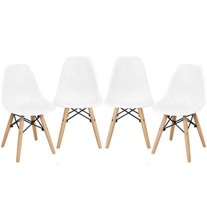 4 Pieces Medieval Style Children Chair Set with Wood Legs-White