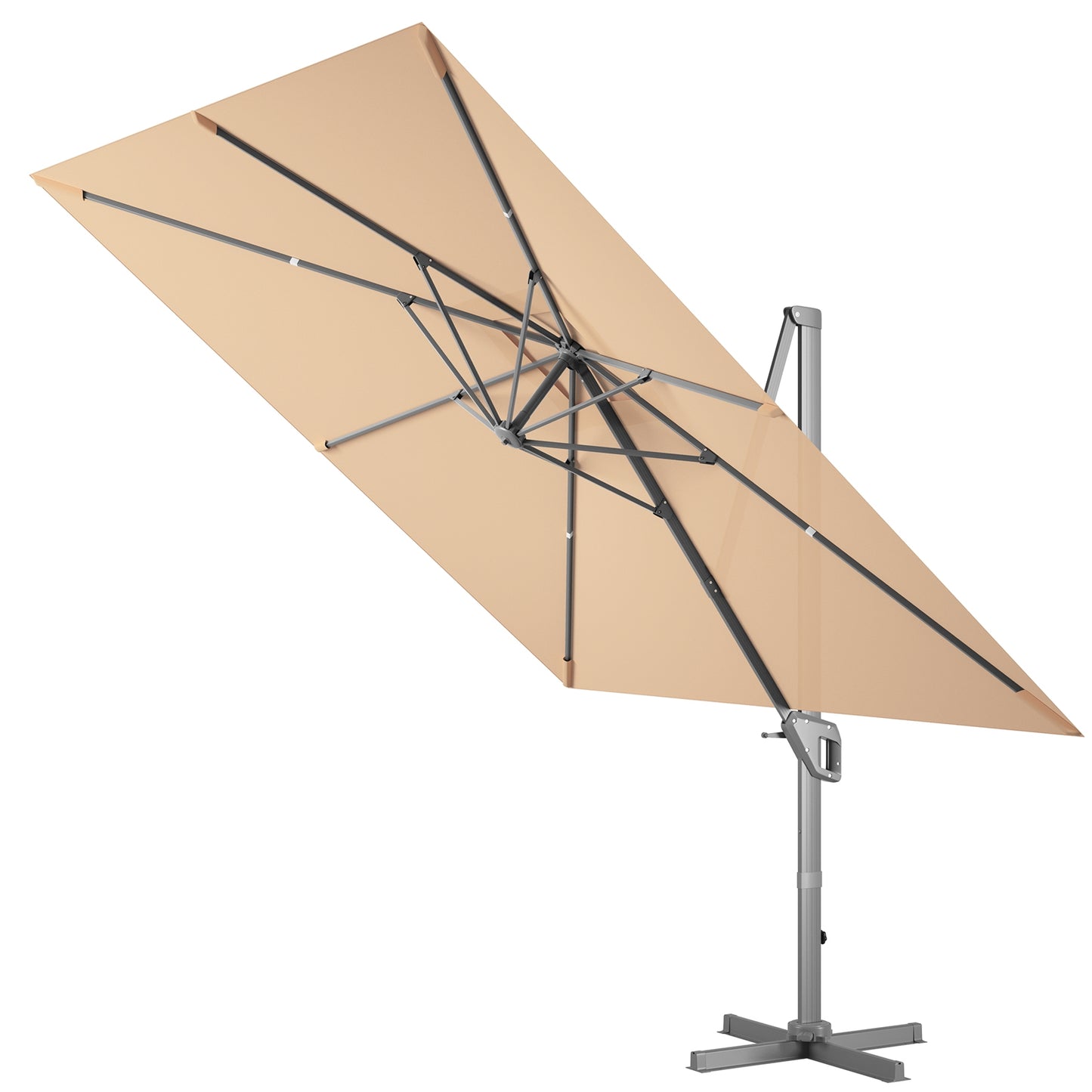 10 x 10 Feet Patio Offset Cantilever Umbrella with Aluminum 360-degree Rotation Tilt-Beige Kids Crystal