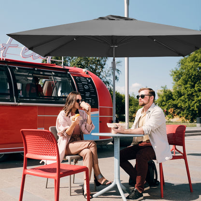 10 x 10 Feet Patio Offset Cantilever Umbrella with Aluminum 360-degree Rotation Tilt-Gray