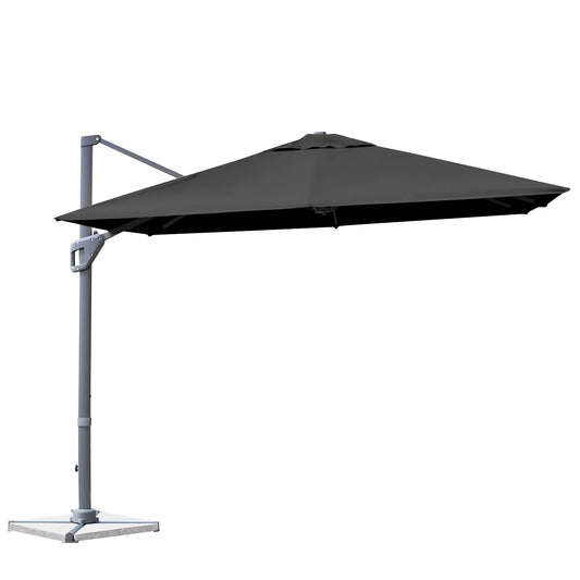 10 x 10 Feet Patio Offset Cantilever Umbrella with Aluminum 360-degree Rotation Tilt-Gray Kids Crystal