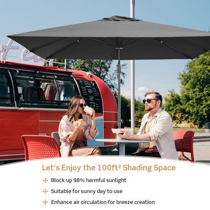 10 x 10 Feet Patio Offset Cantilever Umbrella with Aluminum 360-degree Rotation Tilt-Gray