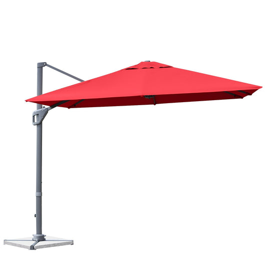 10 x 10 Feet Patio Offset Cantilever Umbrella with Aluminum 360-degree Rotation Tilt-Wine Kids Crystal