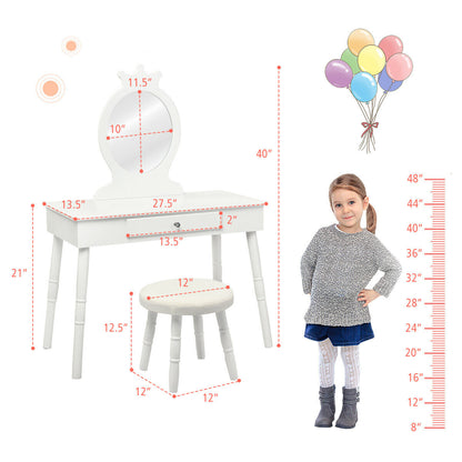 Vanity Makeup Table & Chair Set Make Up Stool-White