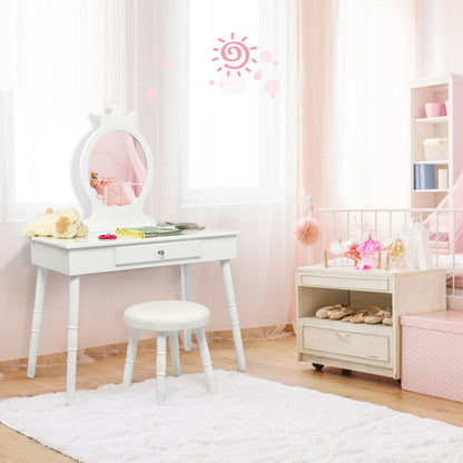 Vanity Makeup Table & Chair Set Make Up Stool-White