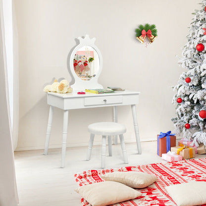 Vanity Makeup Table & Chair Set Make Up Stool-White