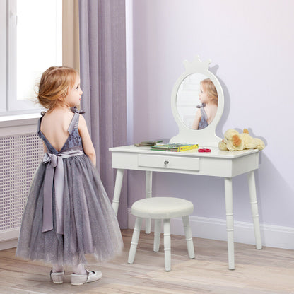 Vanity Makeup Table & Chair Set Make Up Stool-White